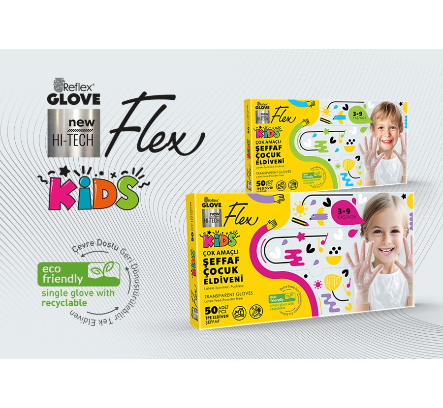 Flex Kids Şeffaf Çocuk Eldiveni 50'li 40 Paket